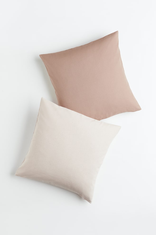 2-pack cotton canvas cushion covers - Beige/Light beige/Dark blue/Light blue/Dark green/Light green - 1
