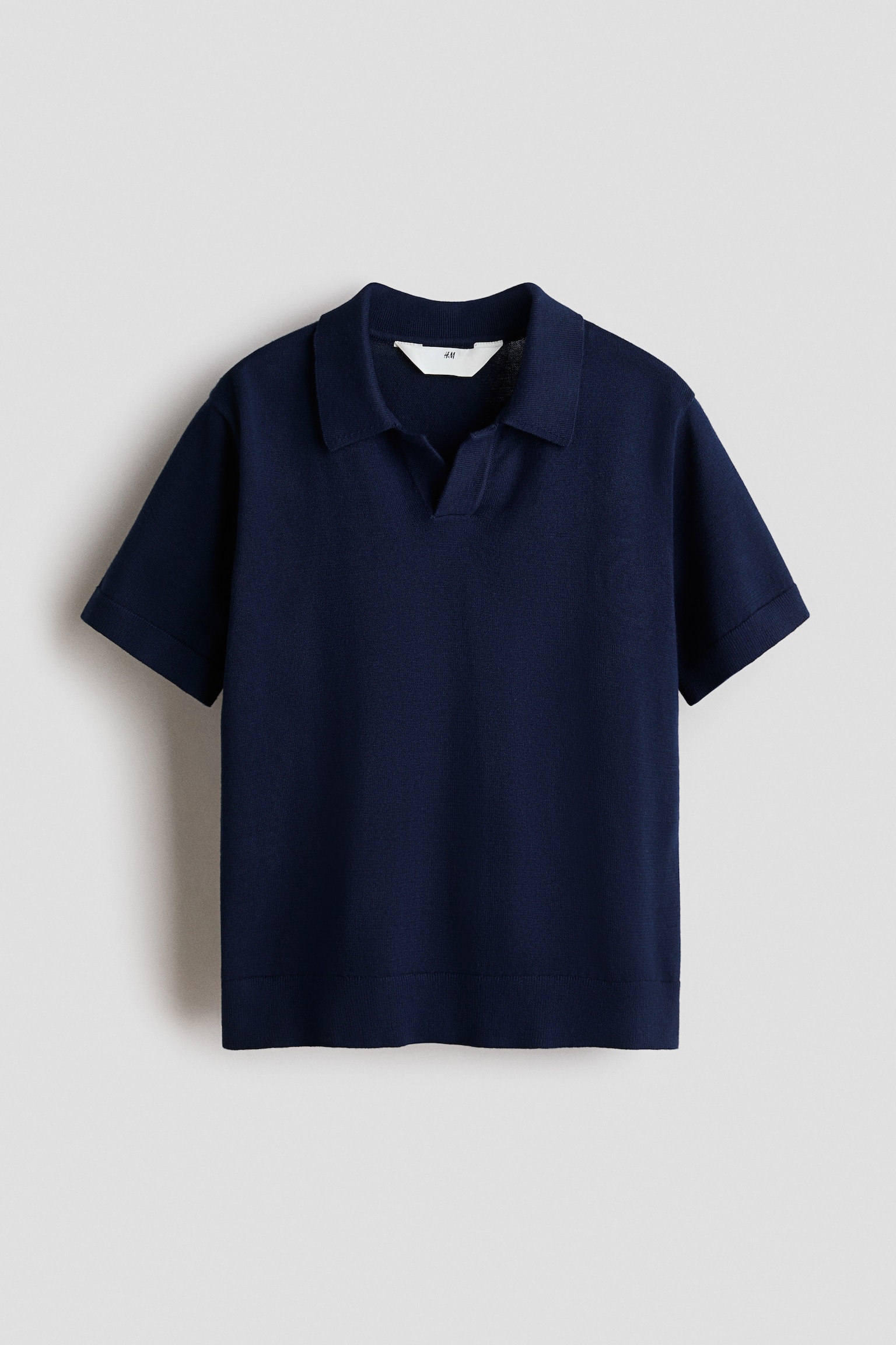 Polo en maille fine de coton - Bleu marine/Bleu/Crème/Gris clair chiné
