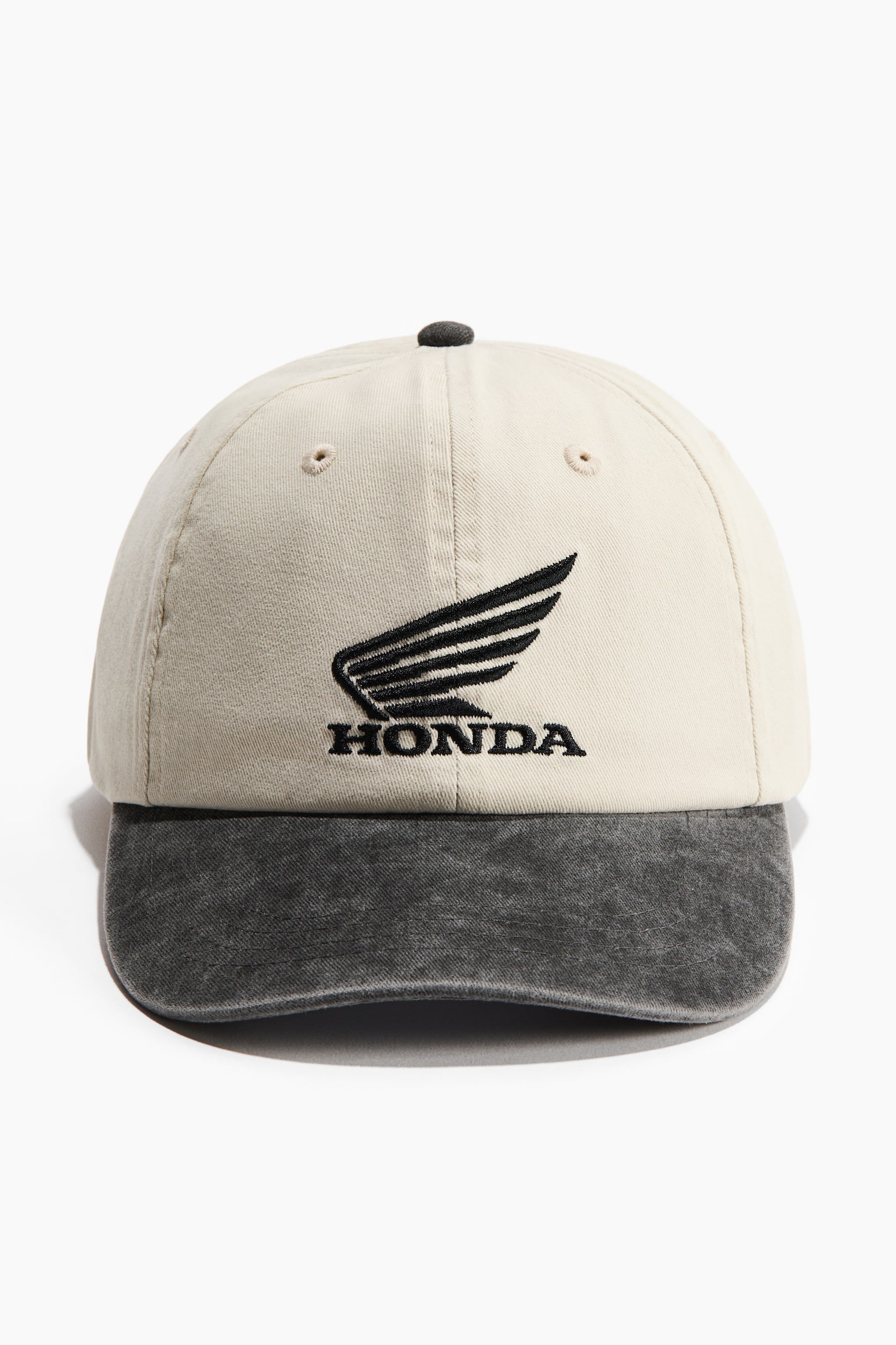 Motif-detail cotton twill cap - Cream/Honda