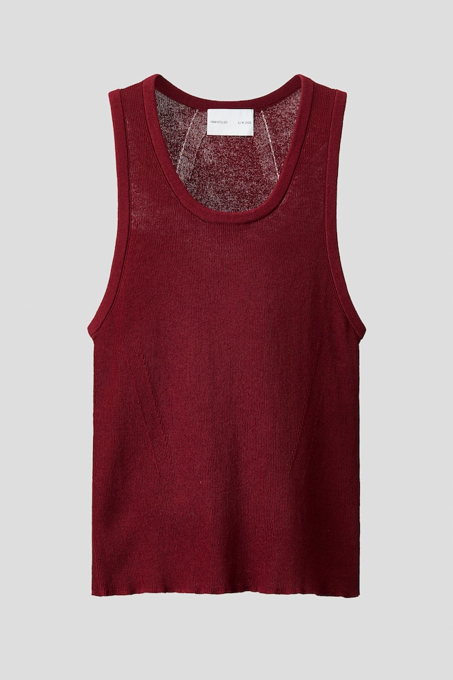 Slim-Fit Ribbed Wool-Blend Tank Top - Dark red/Black - 1
