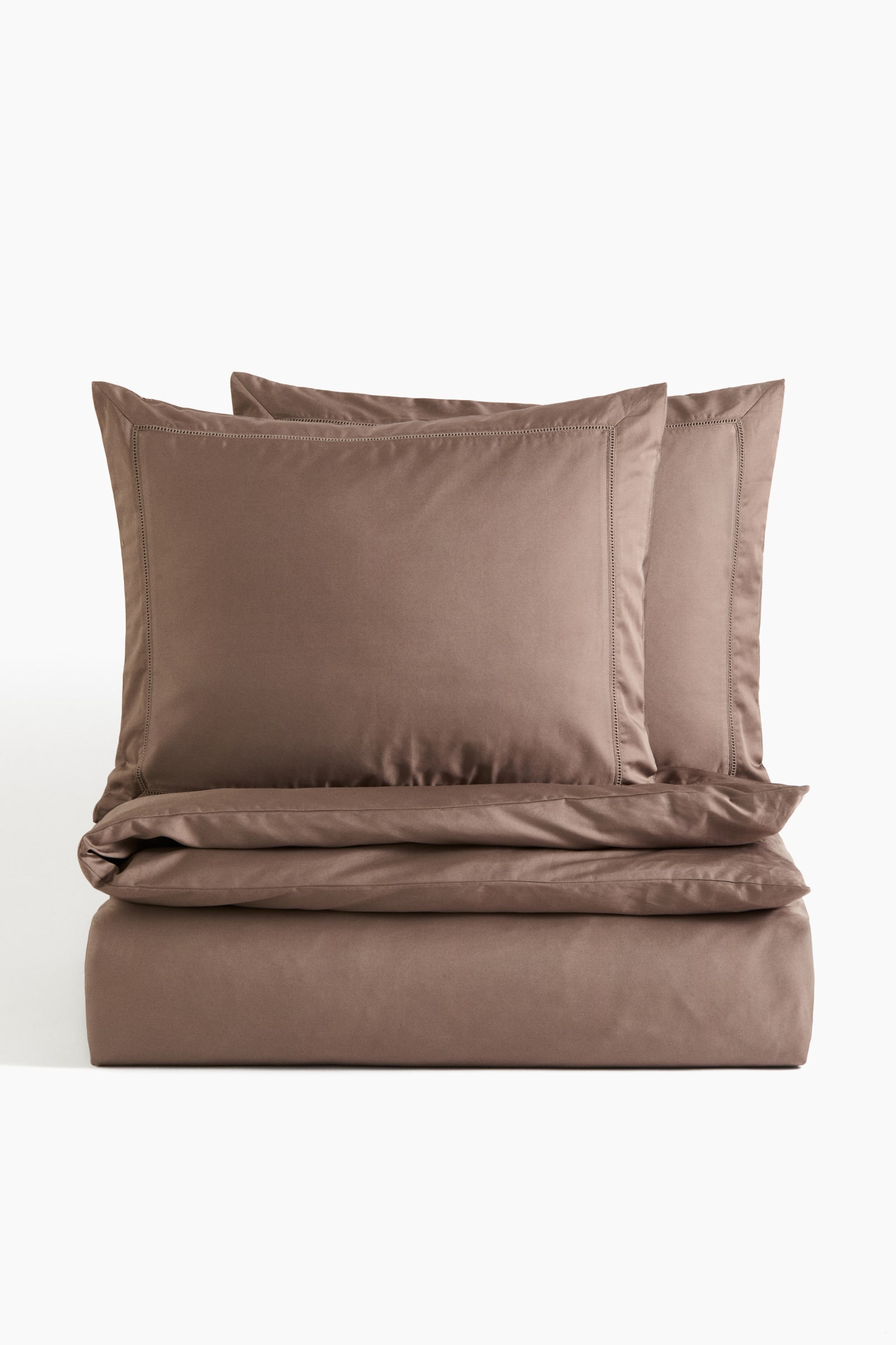 Egyptian cotton double/king duvet cover set - Mole/White/Light beige/Dark brown - 1