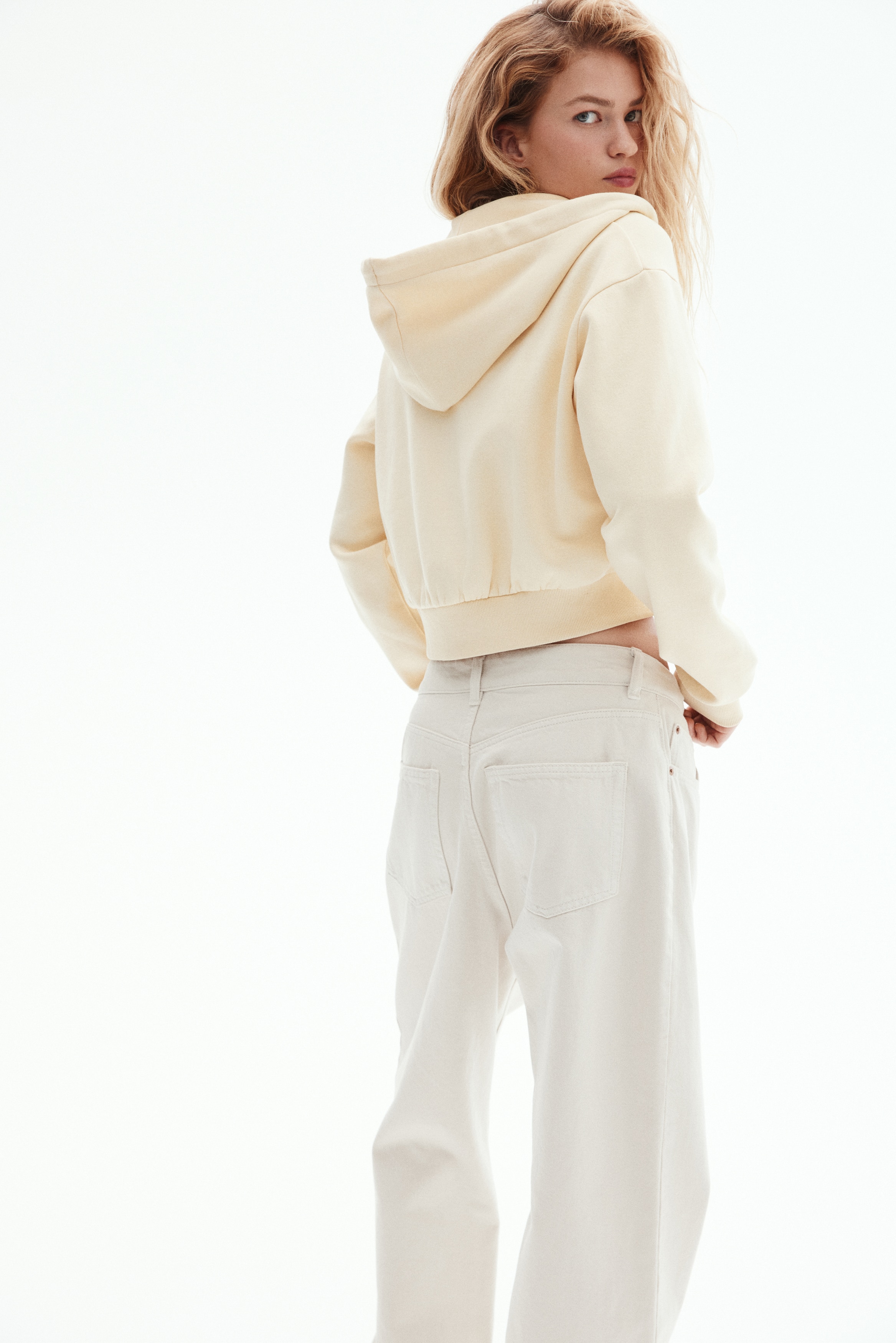 Cropped zip-through hoodie