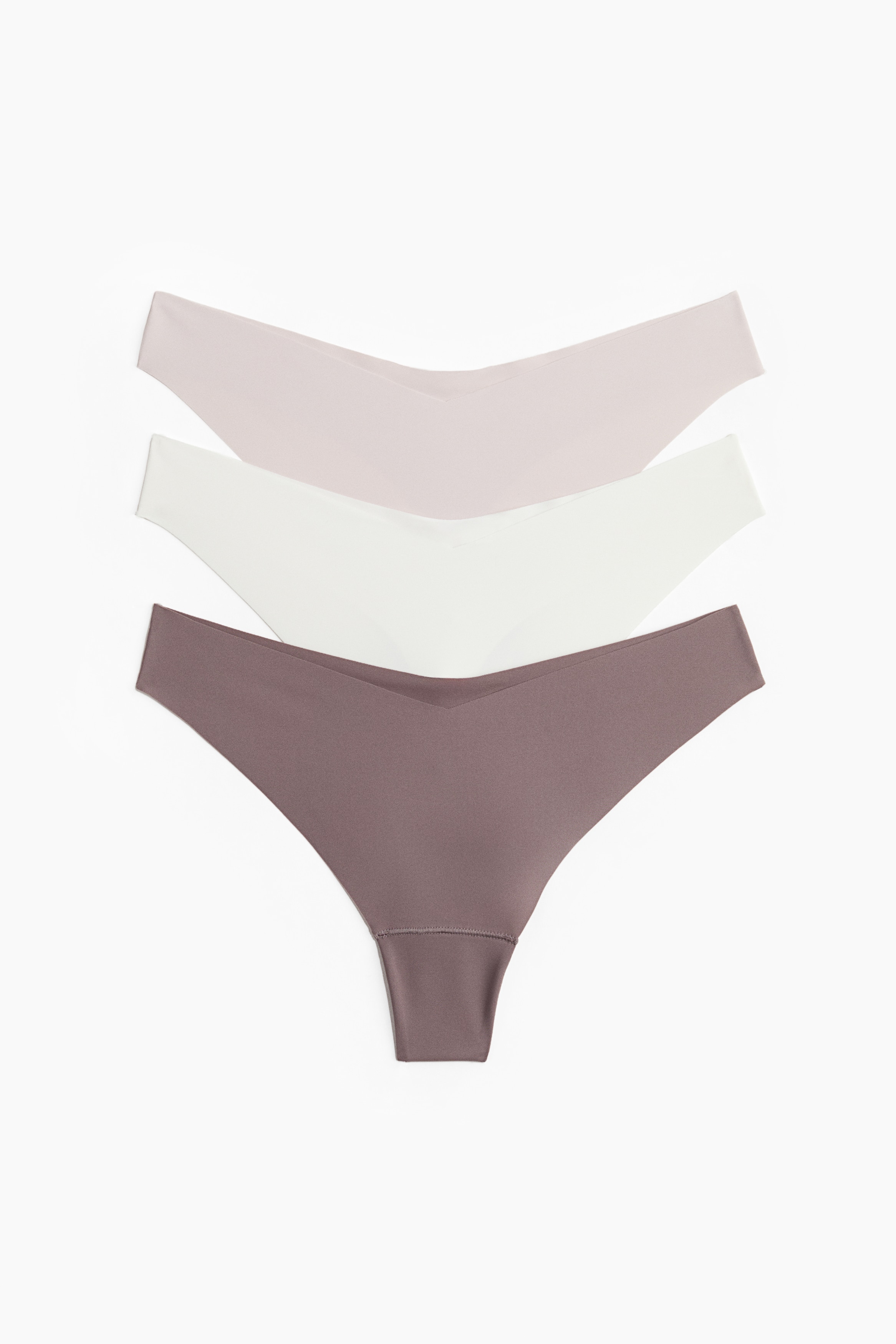 Set van 3 no-show slips - Thong - Dusty paars/poederroze/Zwart/Beige/Lichtbeige/beige/donkerbeige