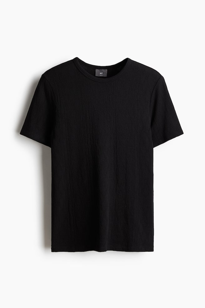 Camiseta con textura Slim Fit - Negro - 1
