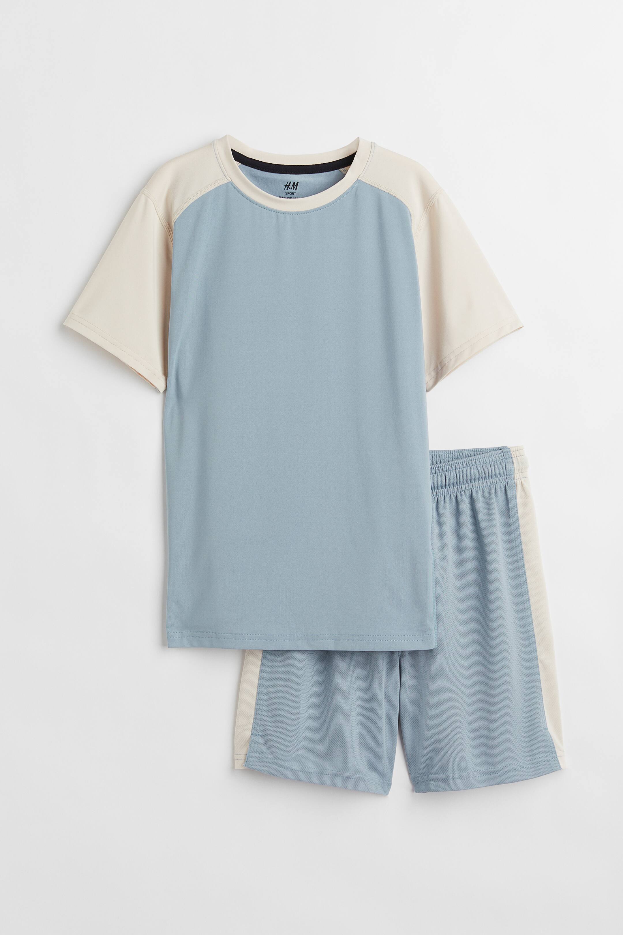 查看大圖: DryMove™ 2件組運動套裝 - 淺藍色/拼色 - Kids | H&M 1