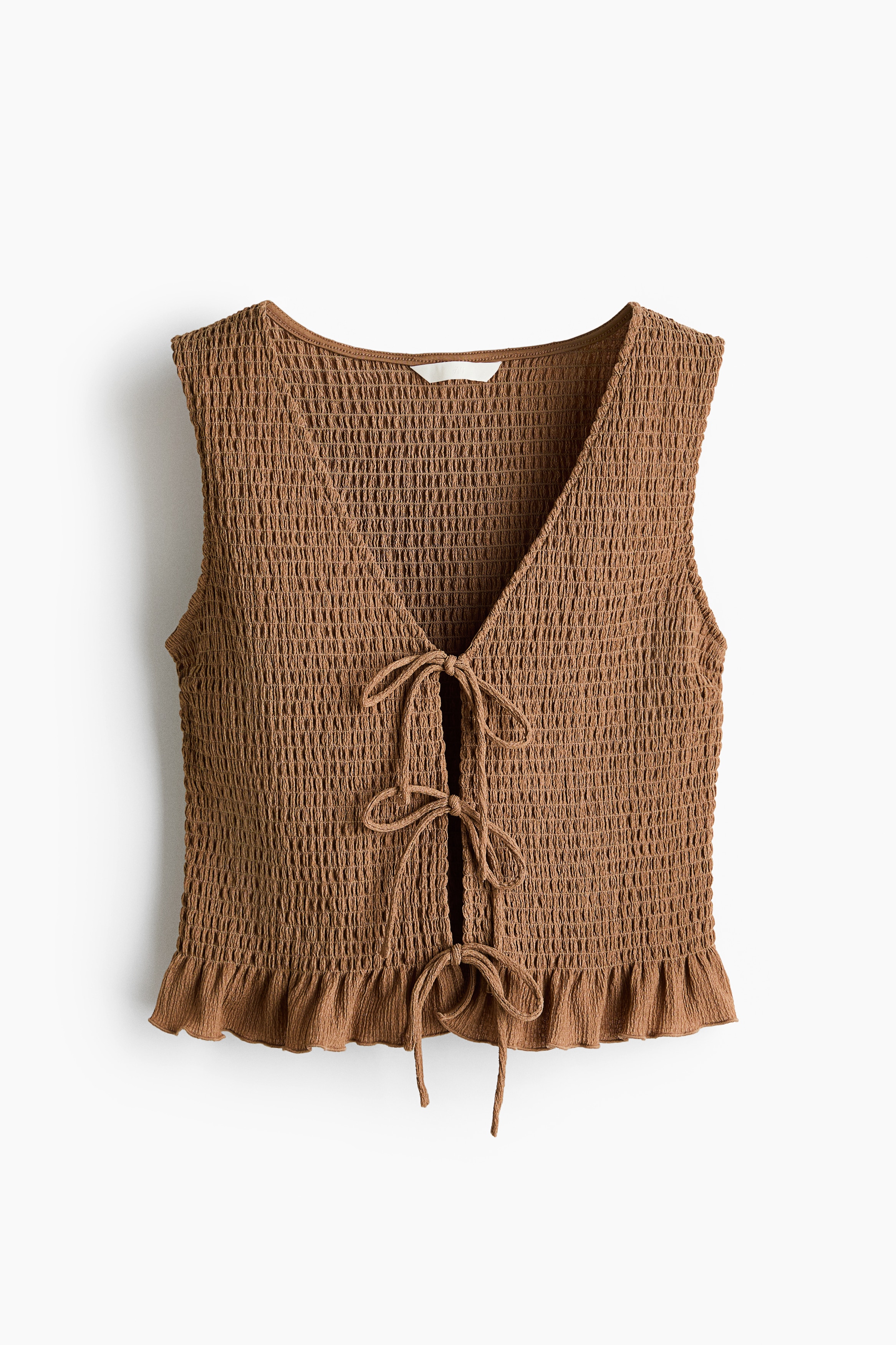Smocked waistcoat - Dark beige/Dark green/White