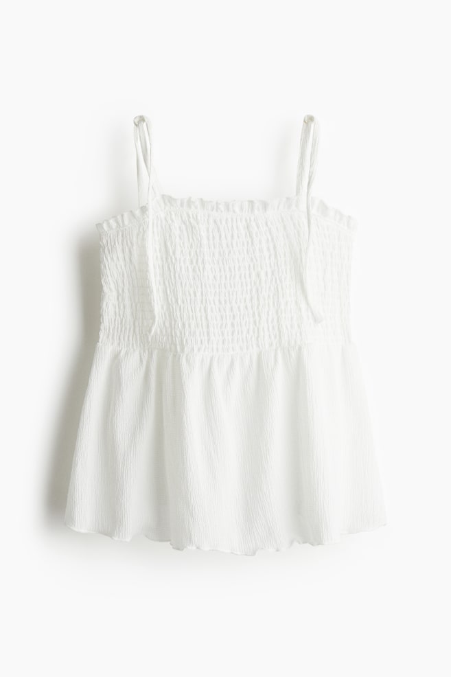 Smocked Camisole Top - White - 1