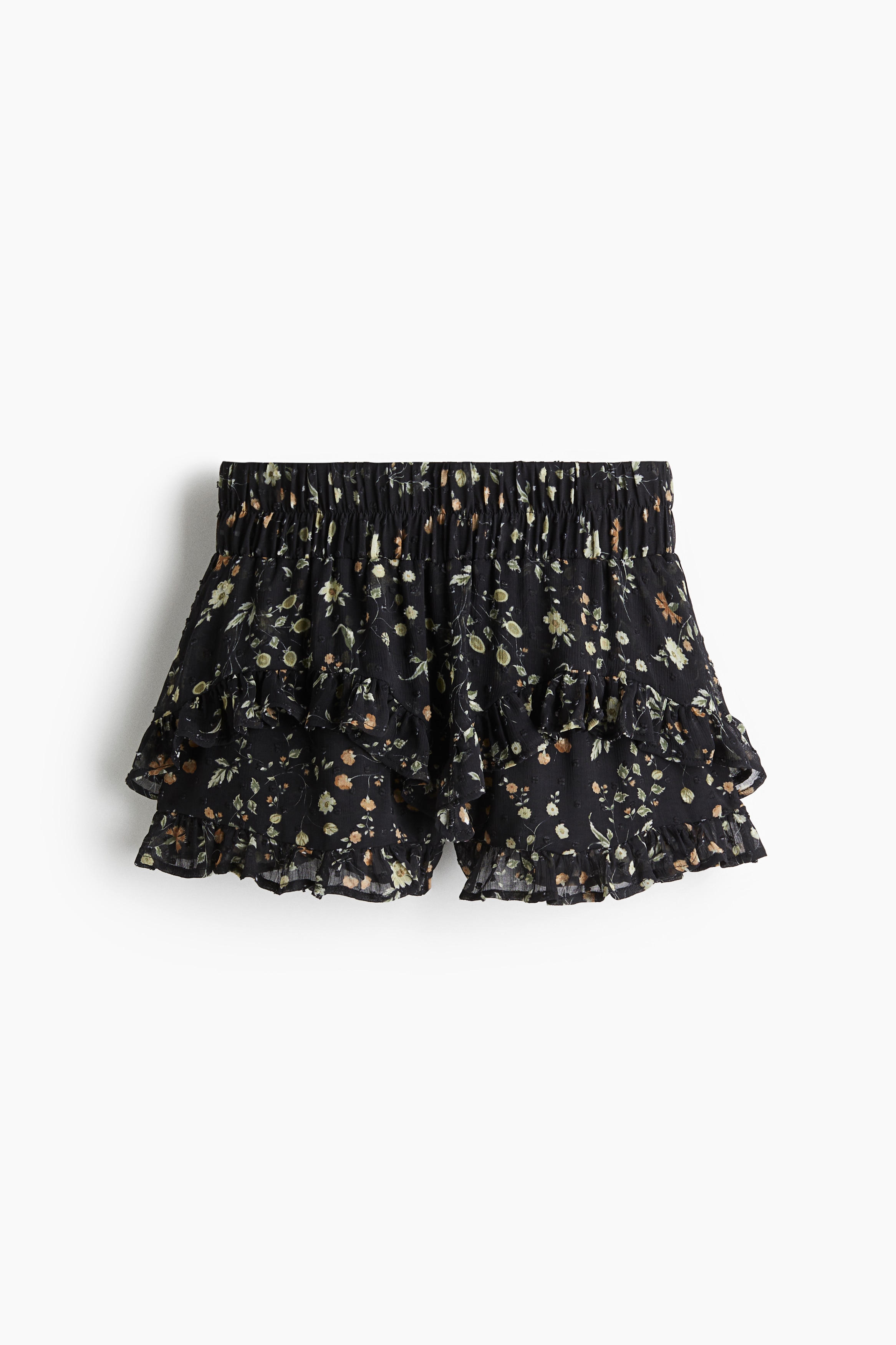 Frill Trim Plumeti Skort - Dark grey/Floral/Powder pink