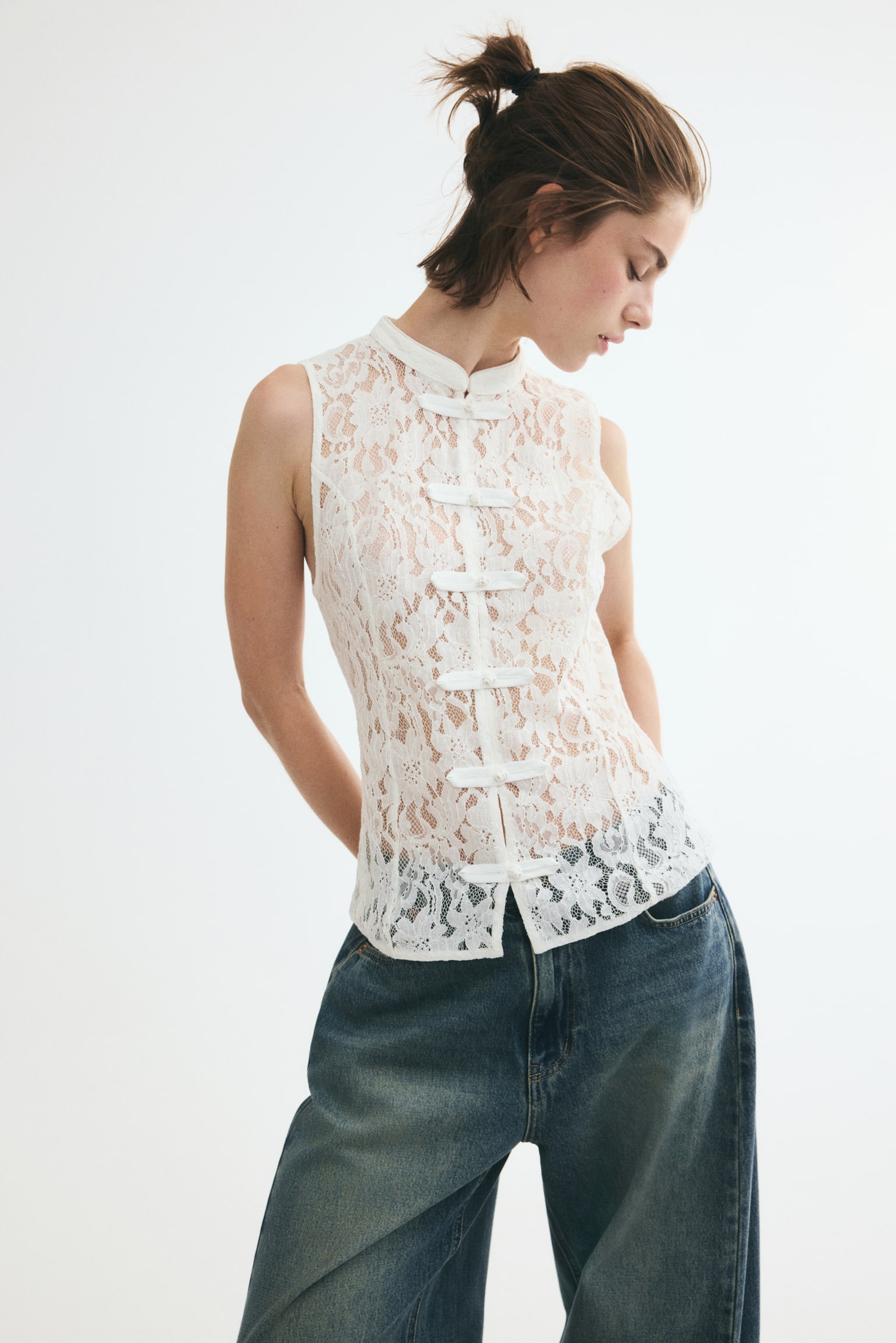 Женский жилет H&M Lace Vest, цвет: Белый — фото 3
