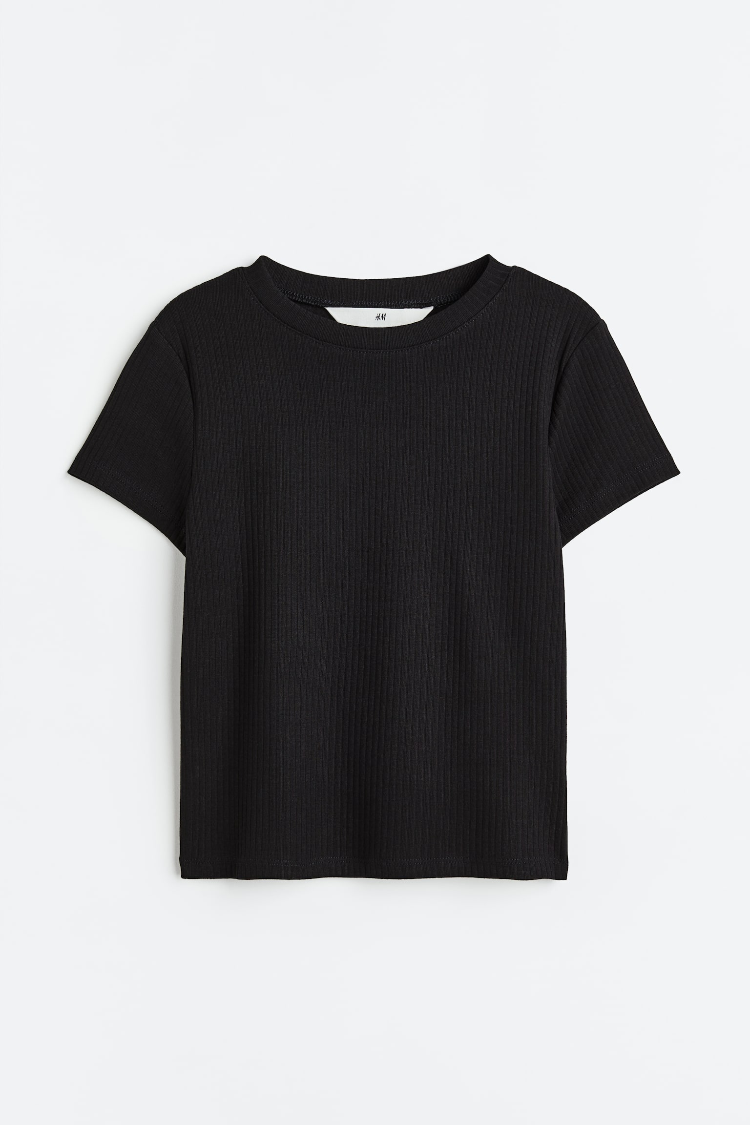 Ribbed cotton jersey top - Black/White/Black striped - 1