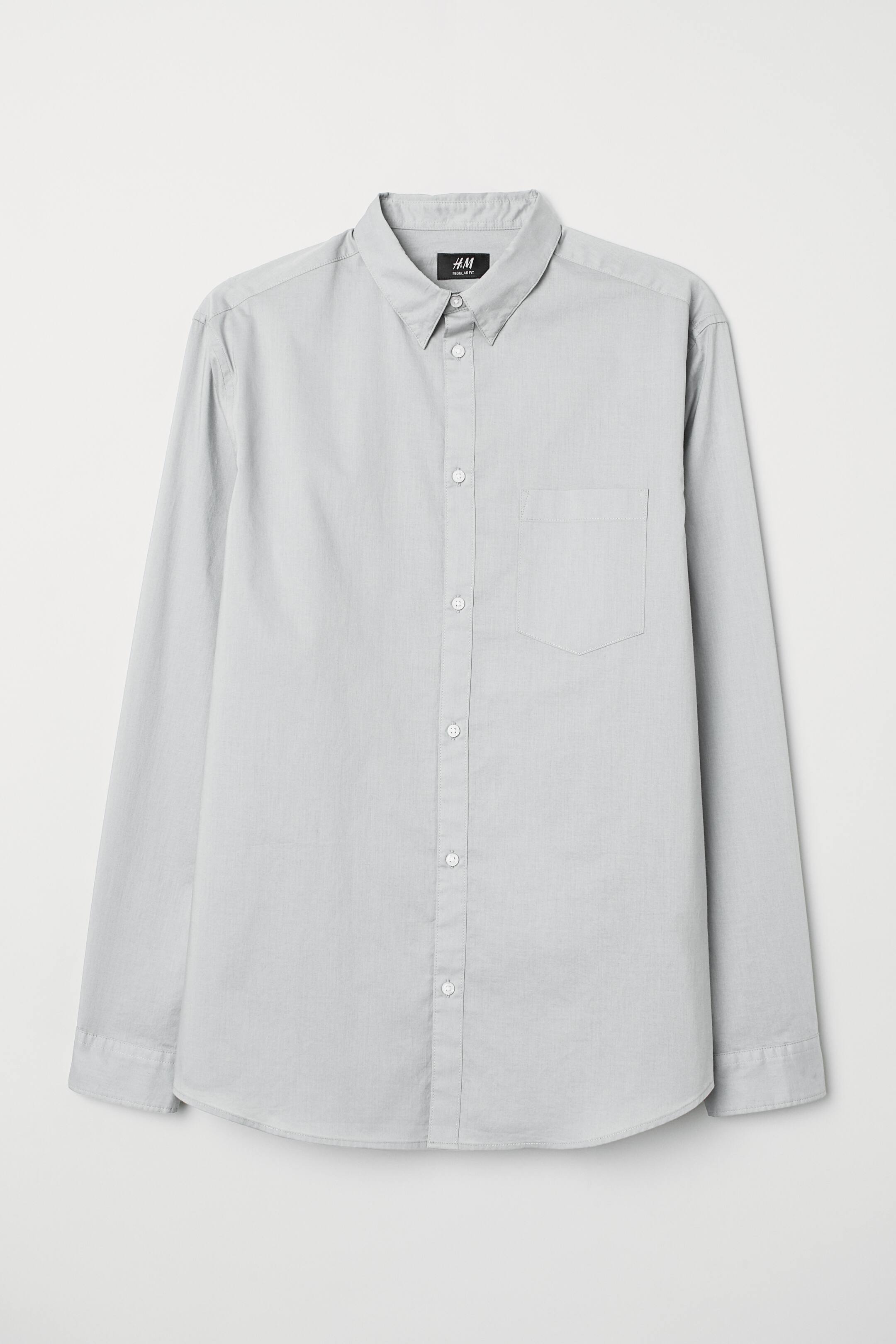 View larger image: Cotton shirt Regular Fit - Light grey - Men | H&M IN 1