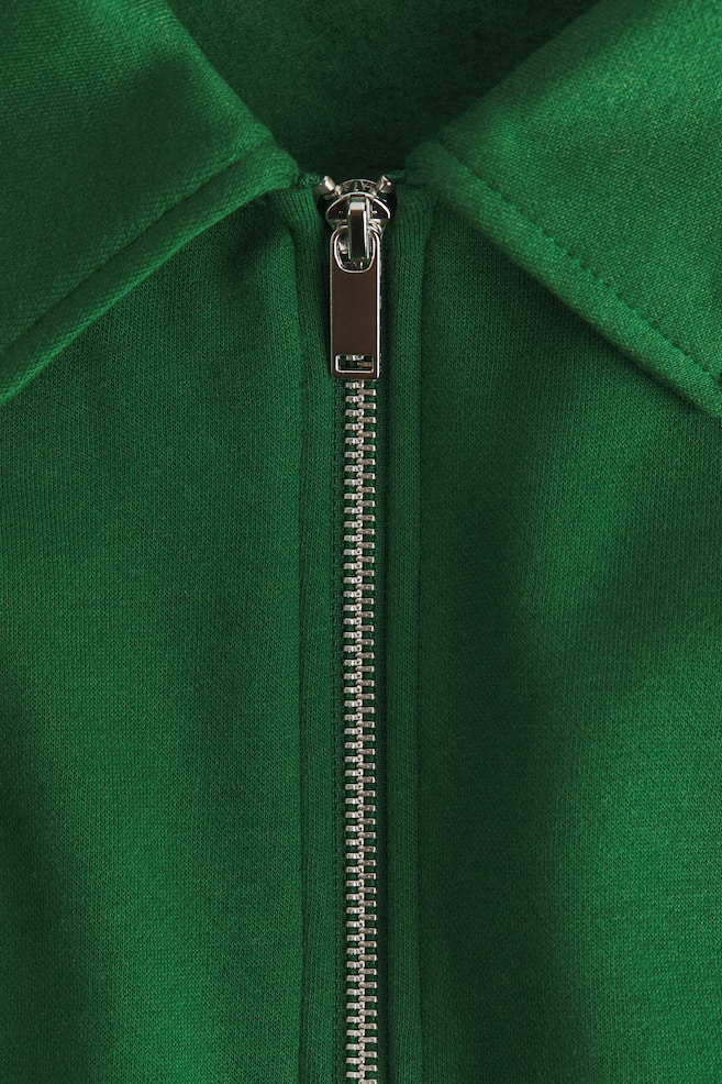 ハーフジップスウェットトップス - ダークグリーン/ダークダスティピンク - 1
