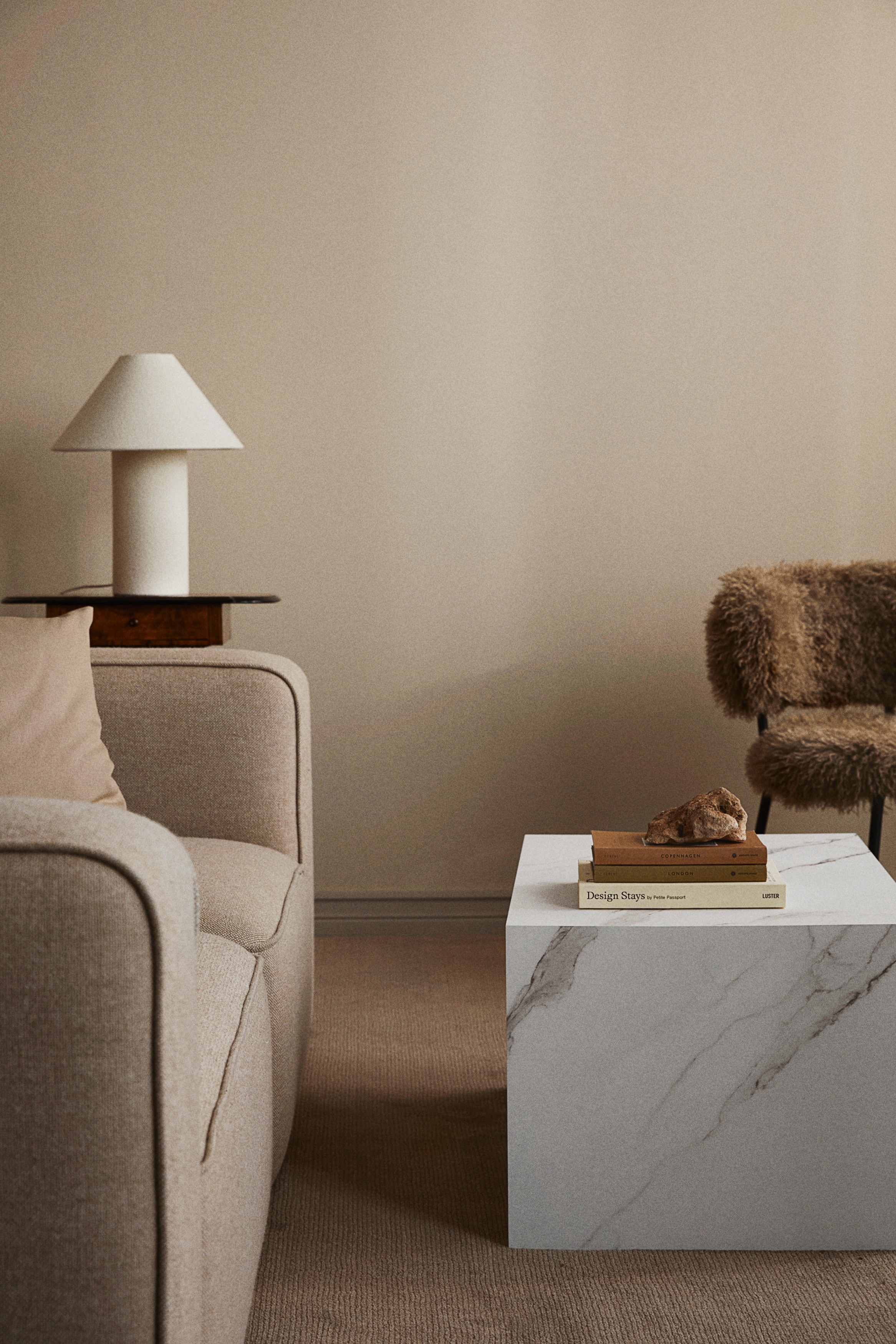 Table basse cubique - Blanc/Gris/marbré