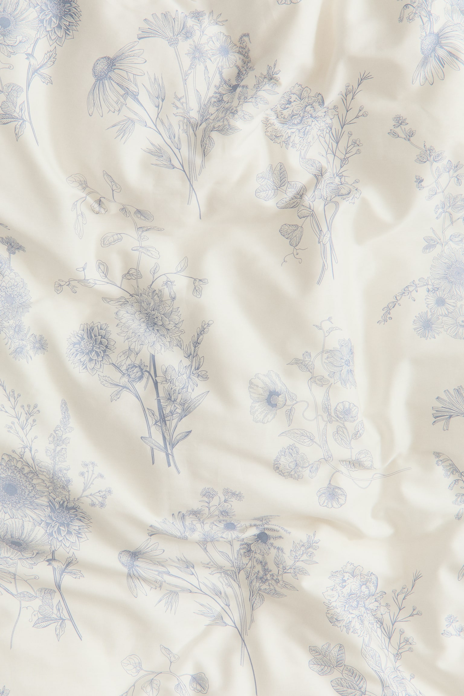 Cotton sateen double duvet cover set - Light blue/Floral/Cream/Floral/Light beige/Floral - 3