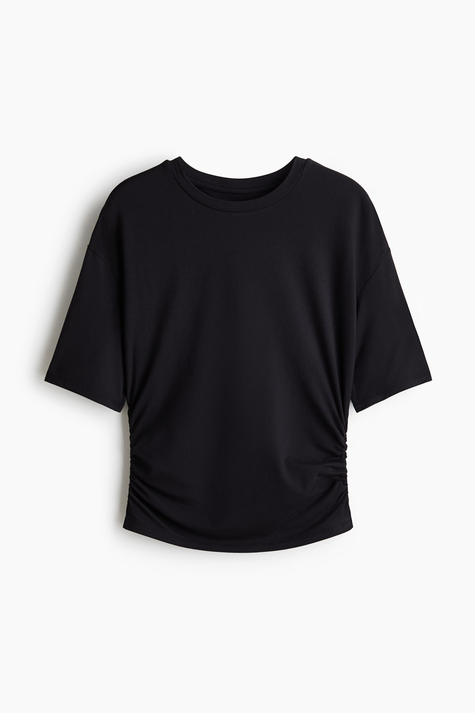 Ruched T-shirt - Black/Grey/Dark brown