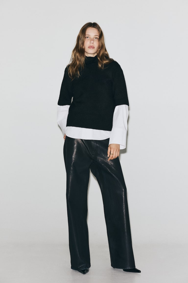 Knit Turtleneck Top Black Ladies H&M US