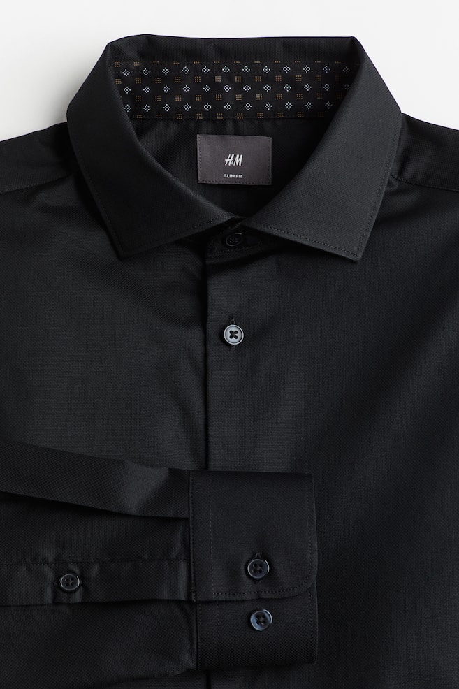 Skjorte i premium cotton Slim Fit - Sort/Hvid/Lyseblå - 2