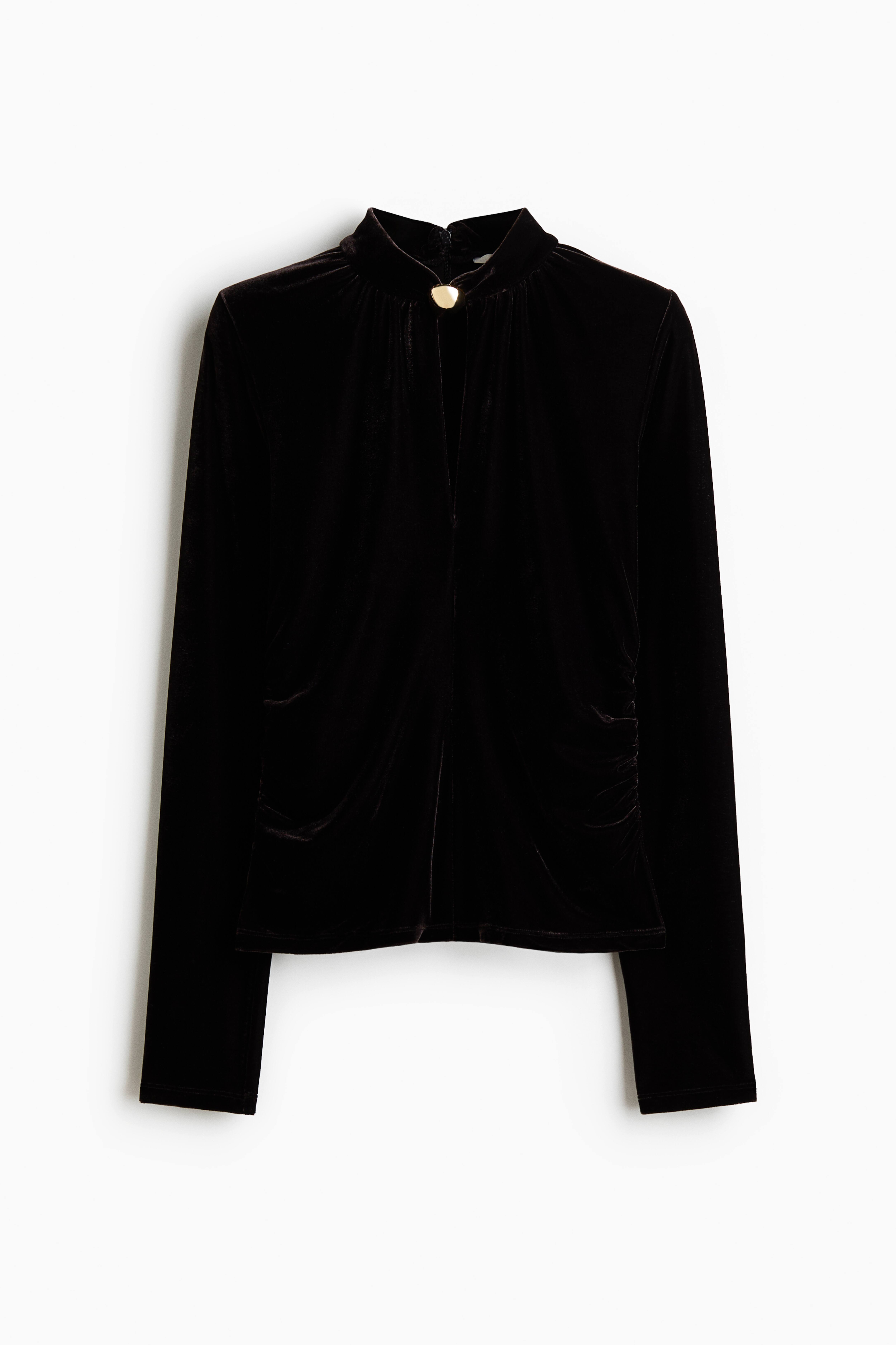 Mock Turtleneck Velour Top