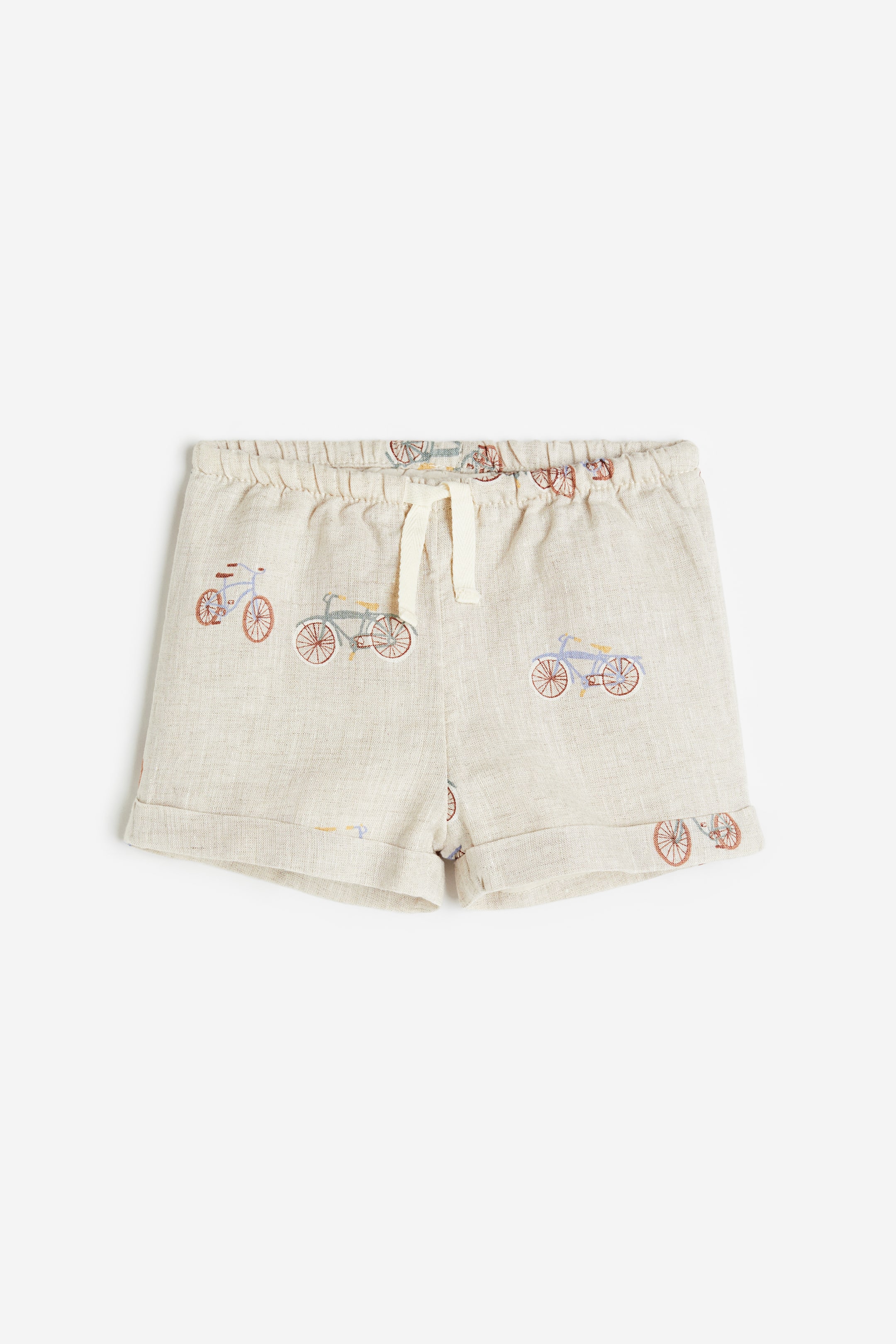 View larger image: Linen Shorts - Light beige/bicycles - Kids | H&M US 1