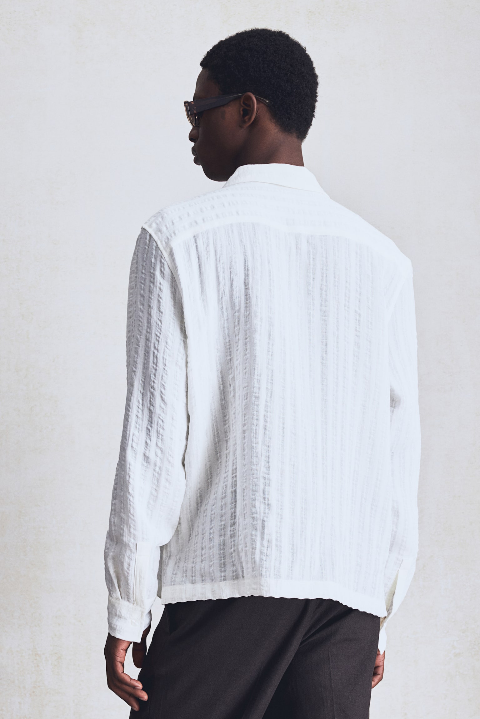 Regular Fit Jacquard-weave resort shirt - Cream/Black