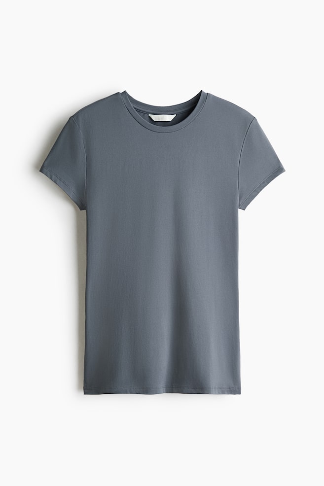 Fitted Microfiber T-shirt - Steel blue/Dark brown/White/Light beige/Black/Burgundy/Red/Dark brown/Navy blue/Dusty pink/Light dusty purple/Pale yellow/Light dusty blue/Dark brown - 1
