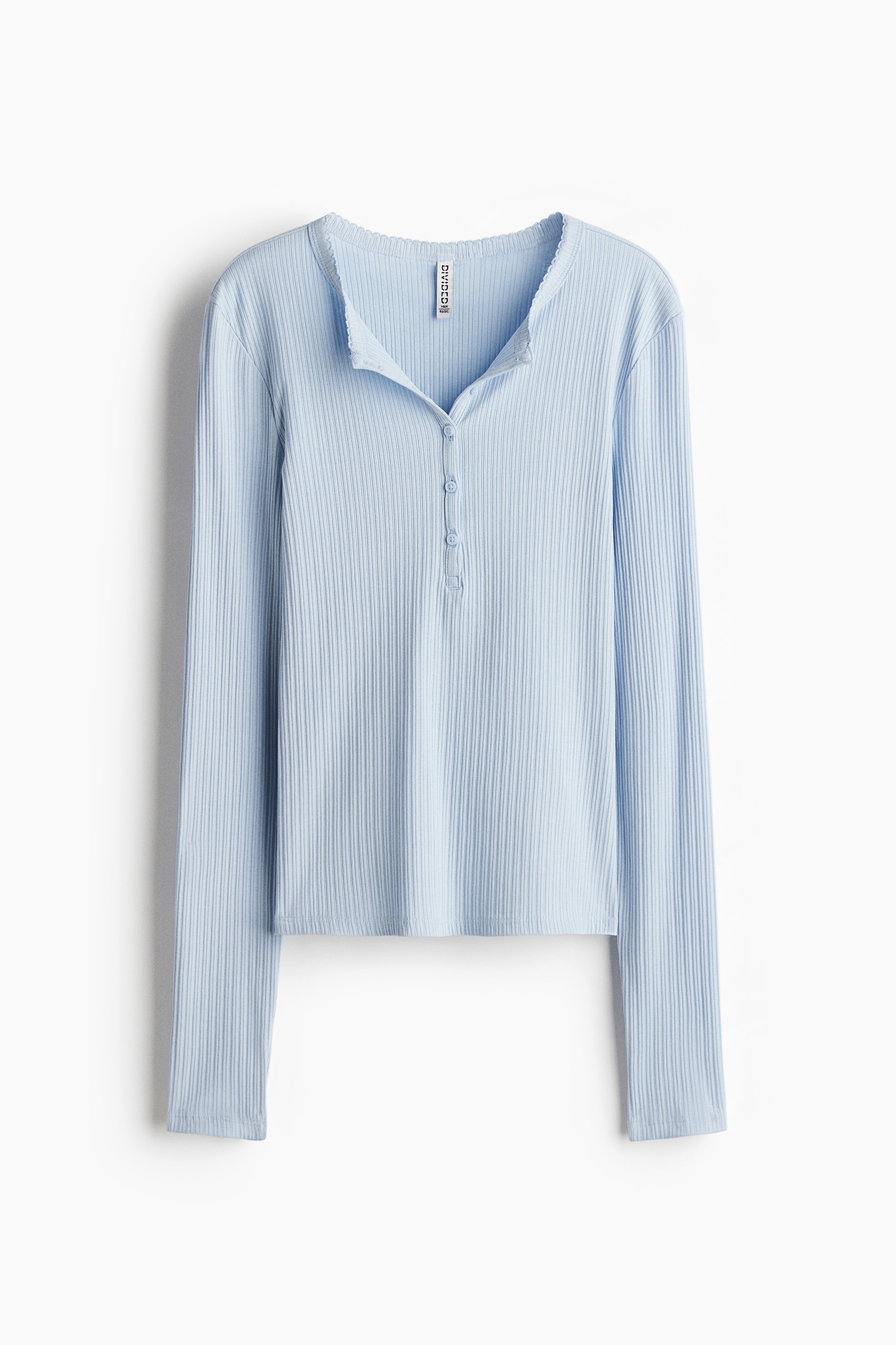 Ribbad farfarströja - Ljusblå/Dark grey