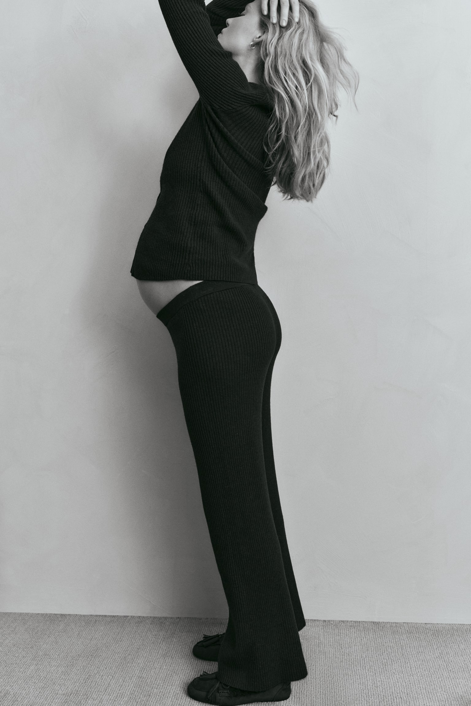 MAMA Pantalón ancho en tejido acanalado - Café oscuro - 2