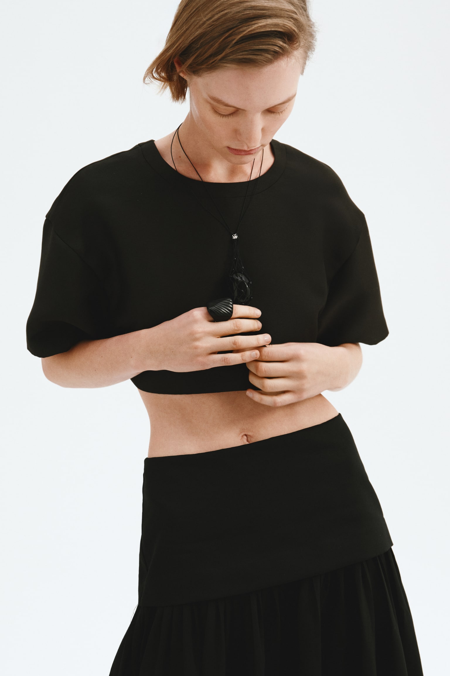 Cropped top - Black/White - 3