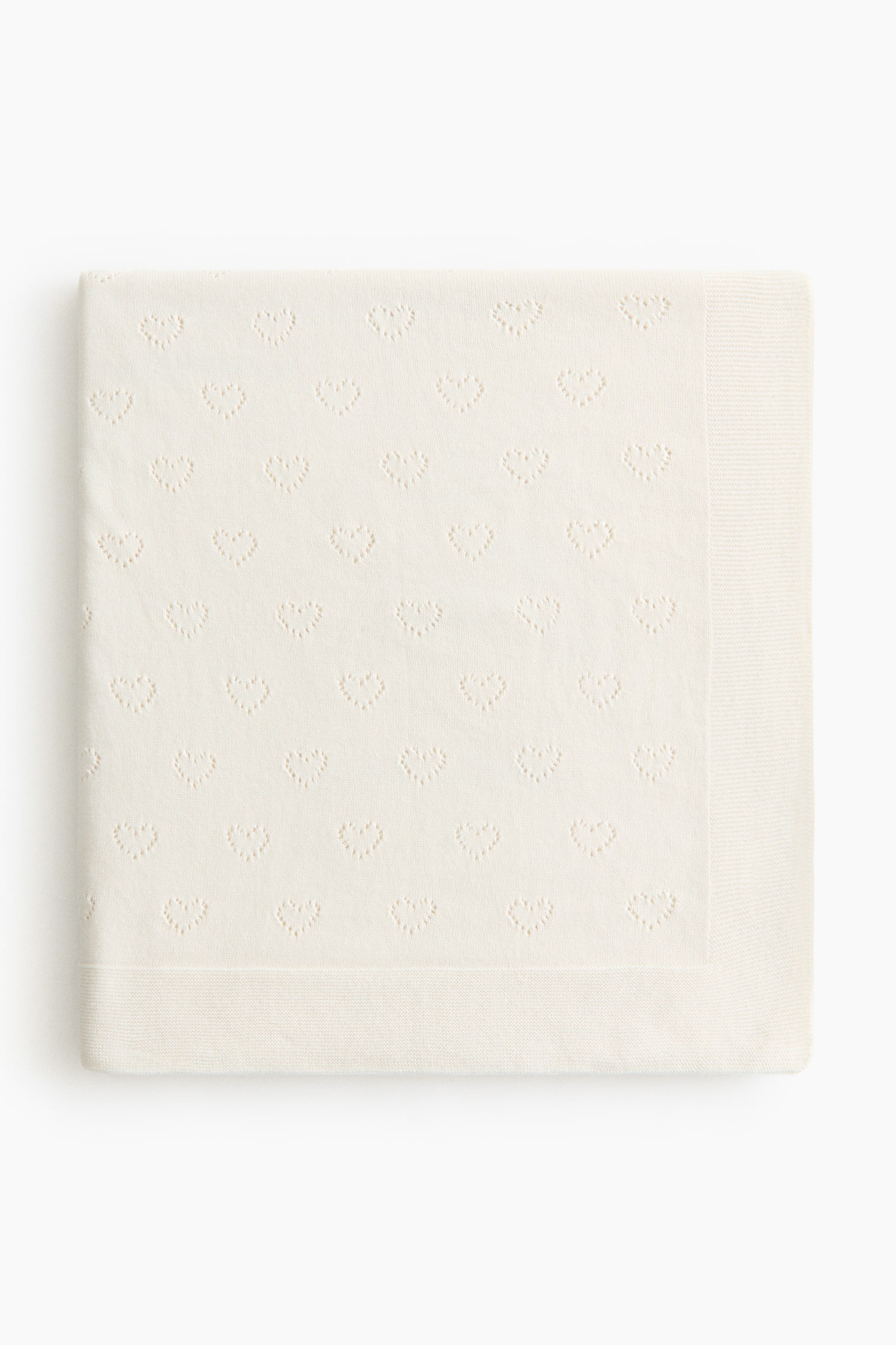 שמיכת כותנה פוינטל לתינוק - לבן - 1