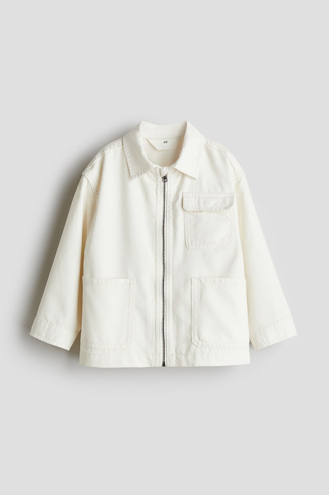 Casaco oversize em sarja - Branco - 1