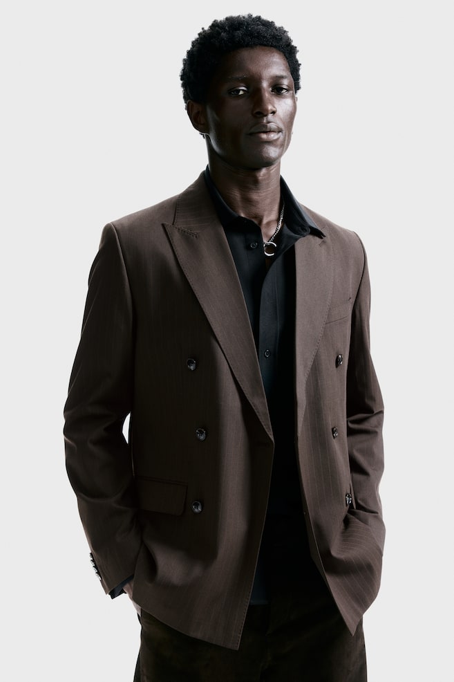 Regular Fit Double-breasted jacket - Brown/Pinstriped - 1