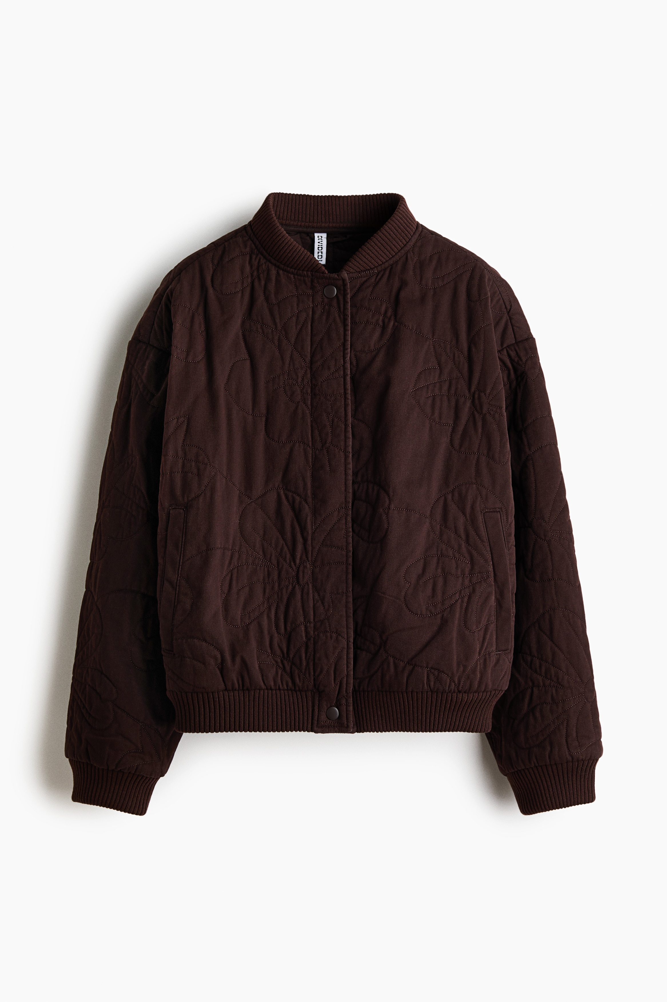 Quilted bomber jacket - Dark brown/Light beige