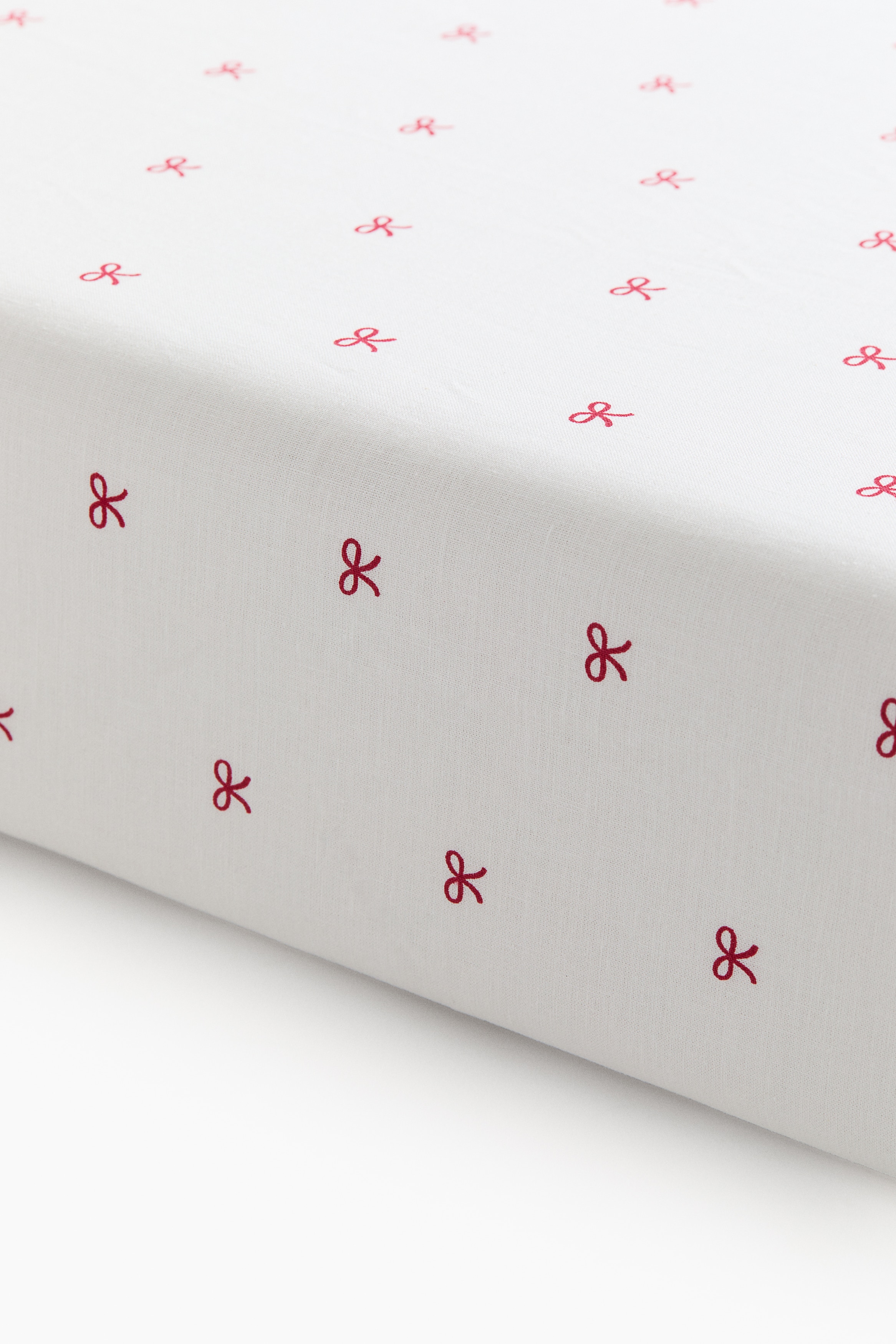 Baby - H&M Home  - Cot fitted sheet - White/Red bows - size: 60x120