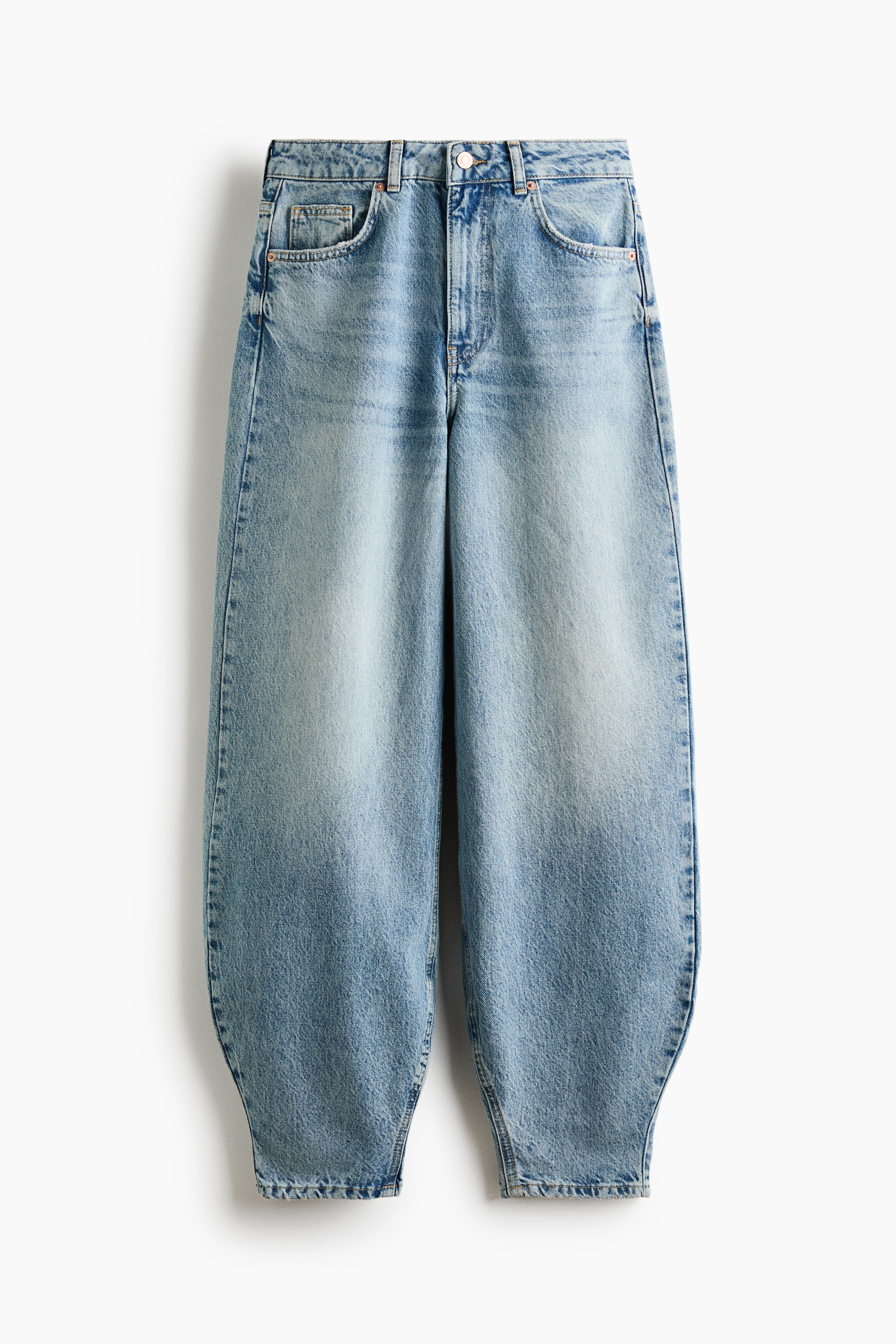 Barrel High Waist Ankle Jeans-Albastru-denim deschis