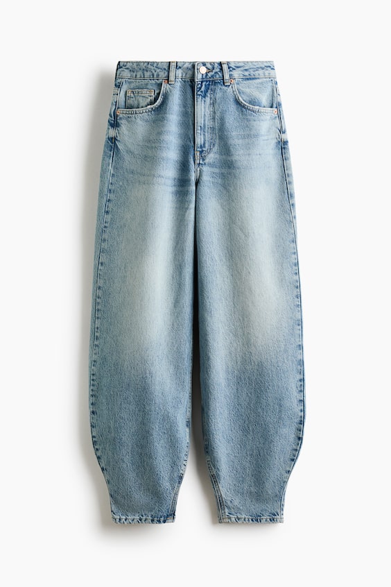 High-Waist Barrel-Leg Ankle Jeans