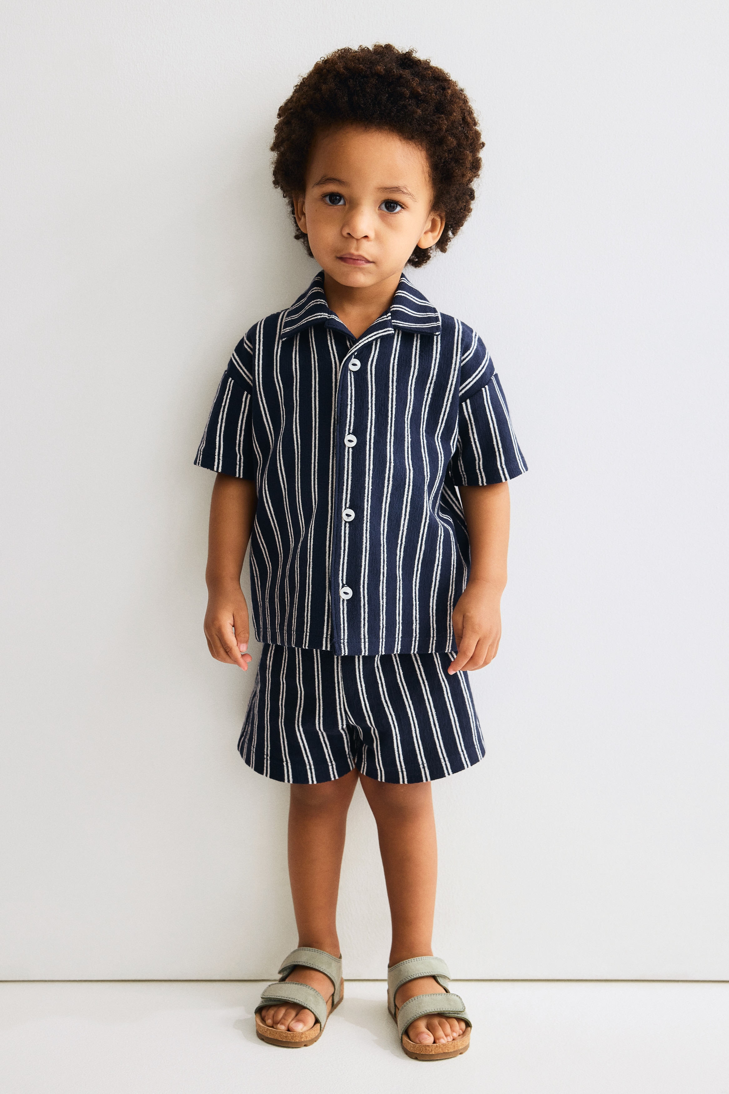 2-piece cotton jersey set - Navy blue/Striped/Yellow/Striped