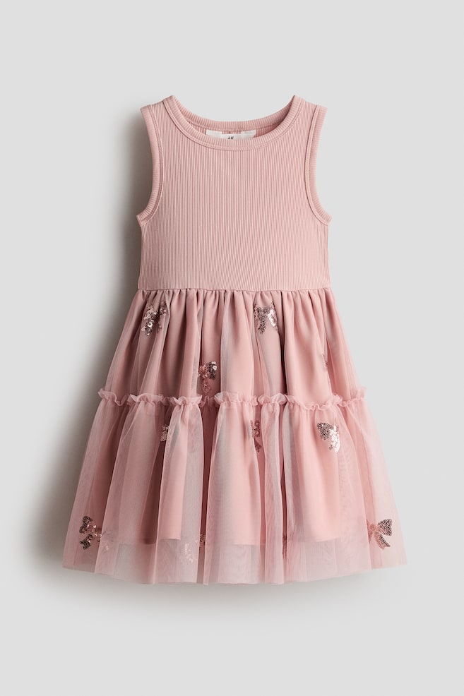 Tulle-skirt dress - Light pink/Cream/Rainbows - 1