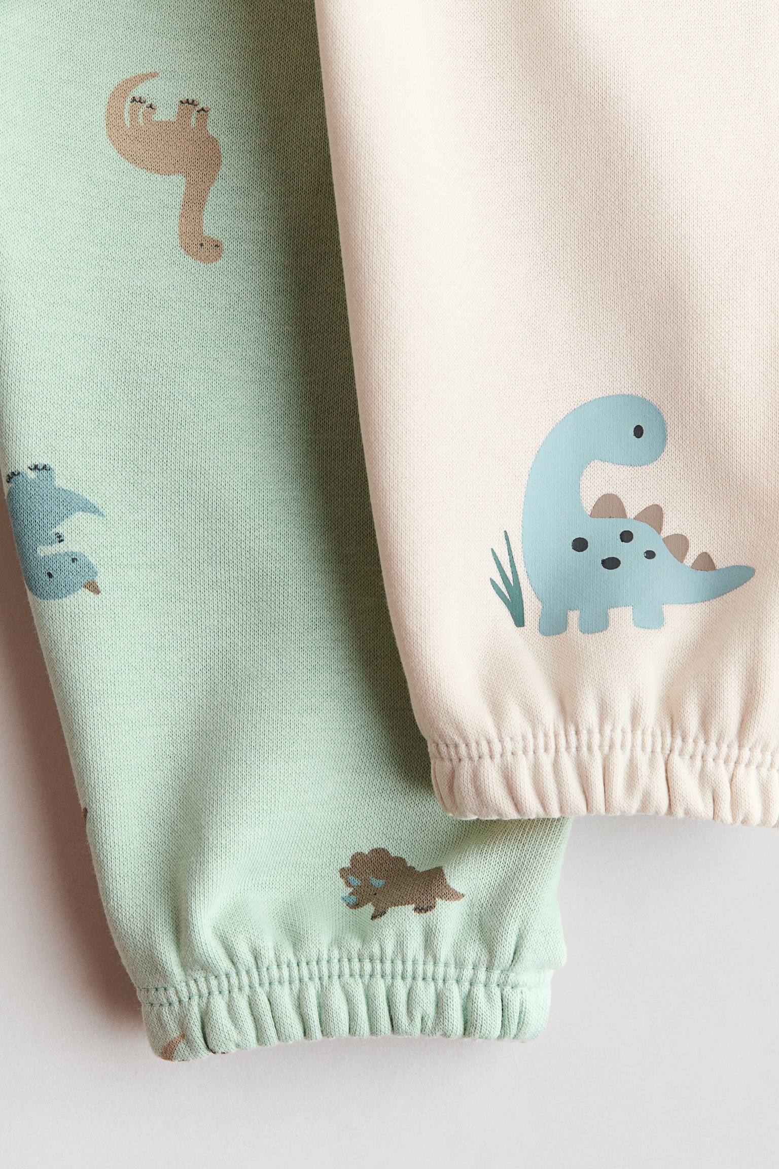 2件入刷毛內裡慢跑褲 - 薄荷綠/恐龍 - 2