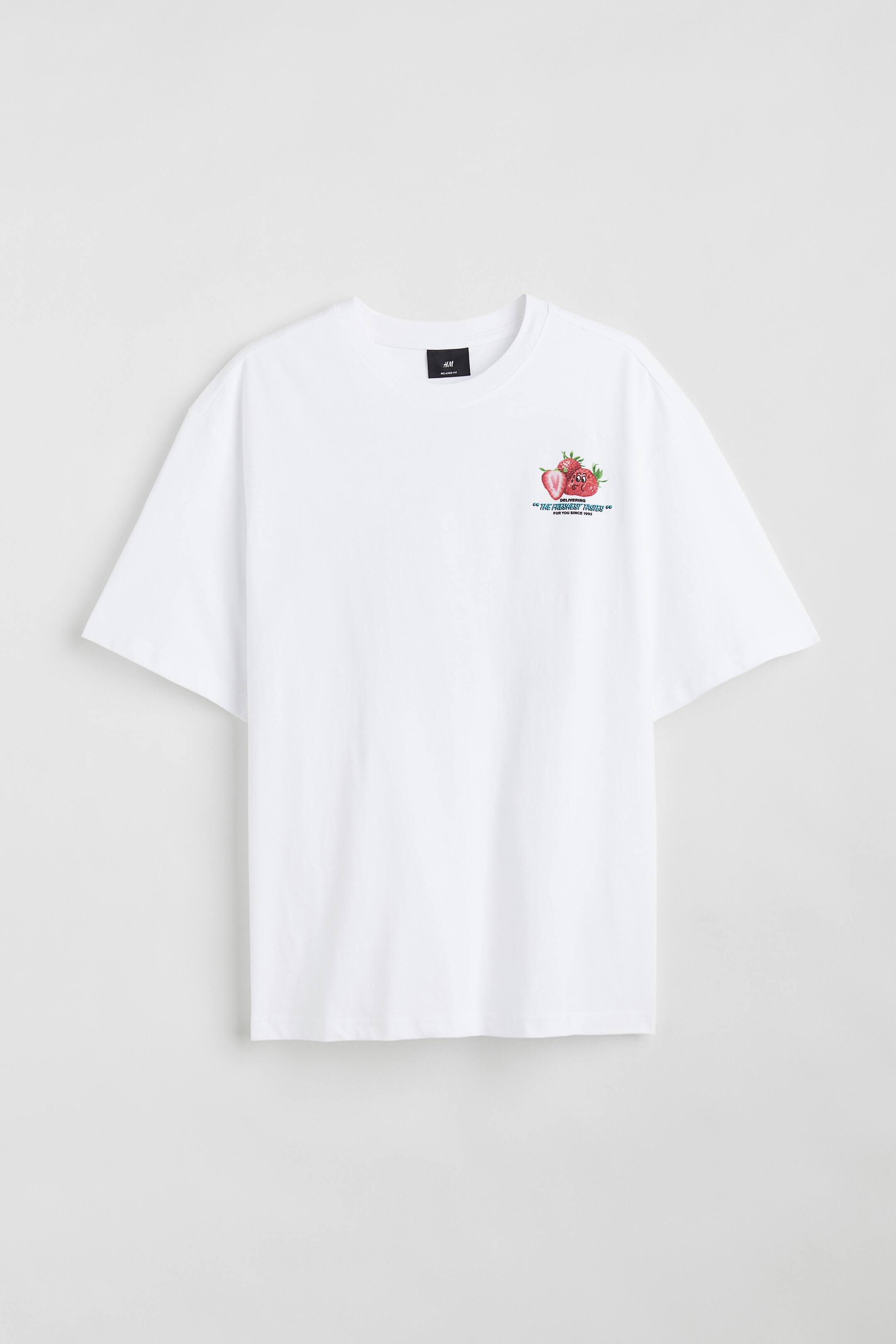 查看大圖: 寬鬆剪裁圖案T恤 - White/Strawberries - Men | H&M 1