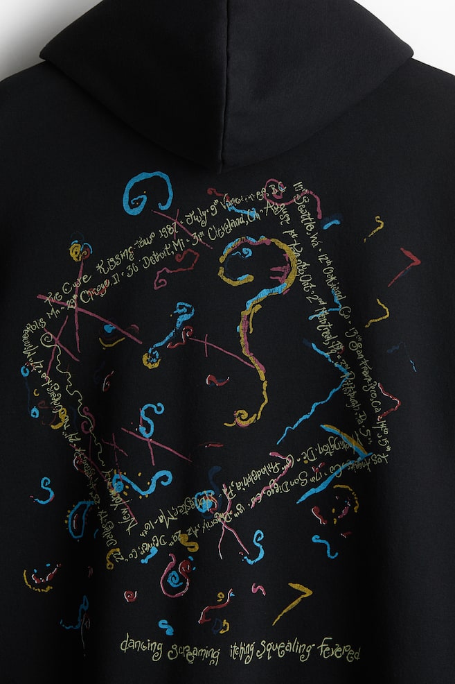 Oversized Fit Printed Hoodie - Black/The Cure/Black/Pulp Fiction/Black/Iron Maiden/Dark blue/NBA - 2