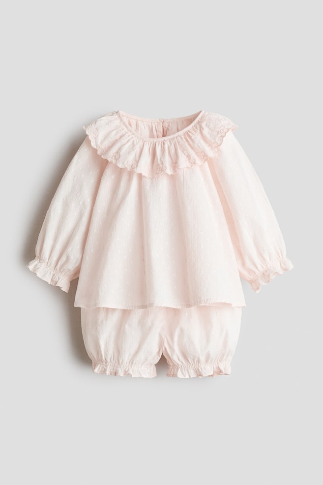 2-Piece Cotton Plumeti Set - Light powder pink - 1