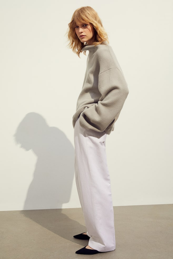 Oversized cashmere-blend jumper - Greige/Natural white - 4