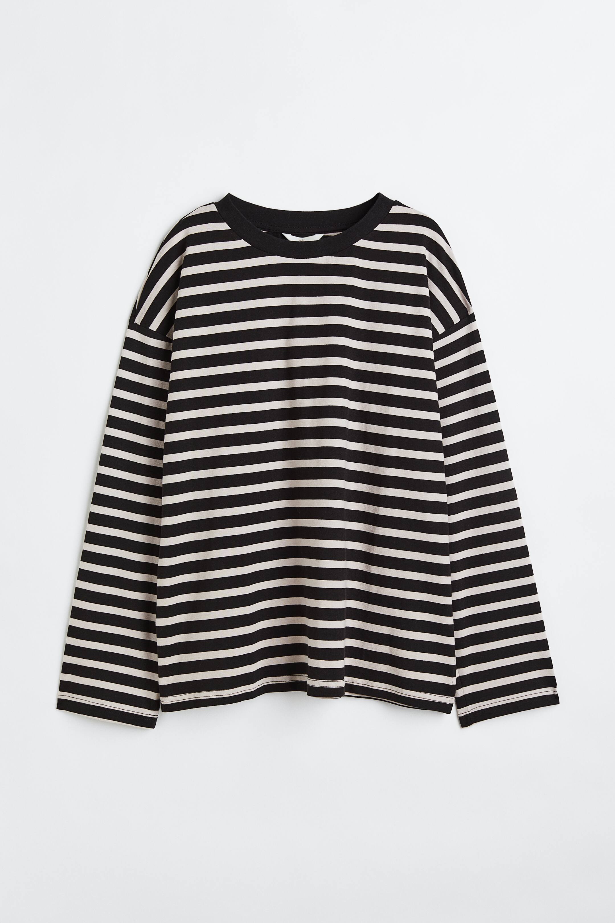 View larger image: Oversized jersey top - Black/Striped - Ladies | H&M 1