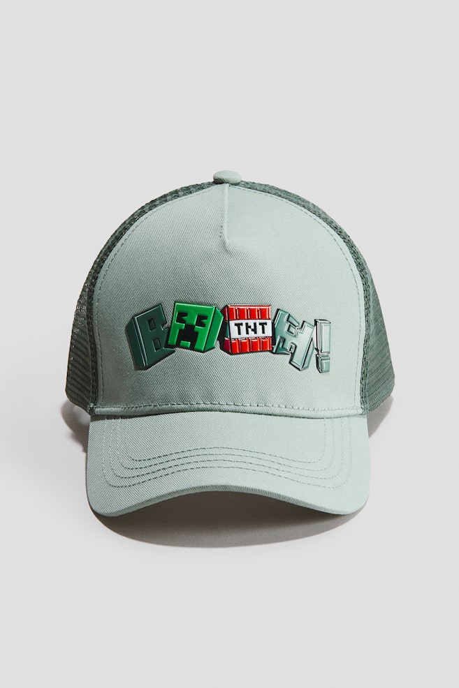Trucker Cap with Motif - Dusty green/Minecraft - 1