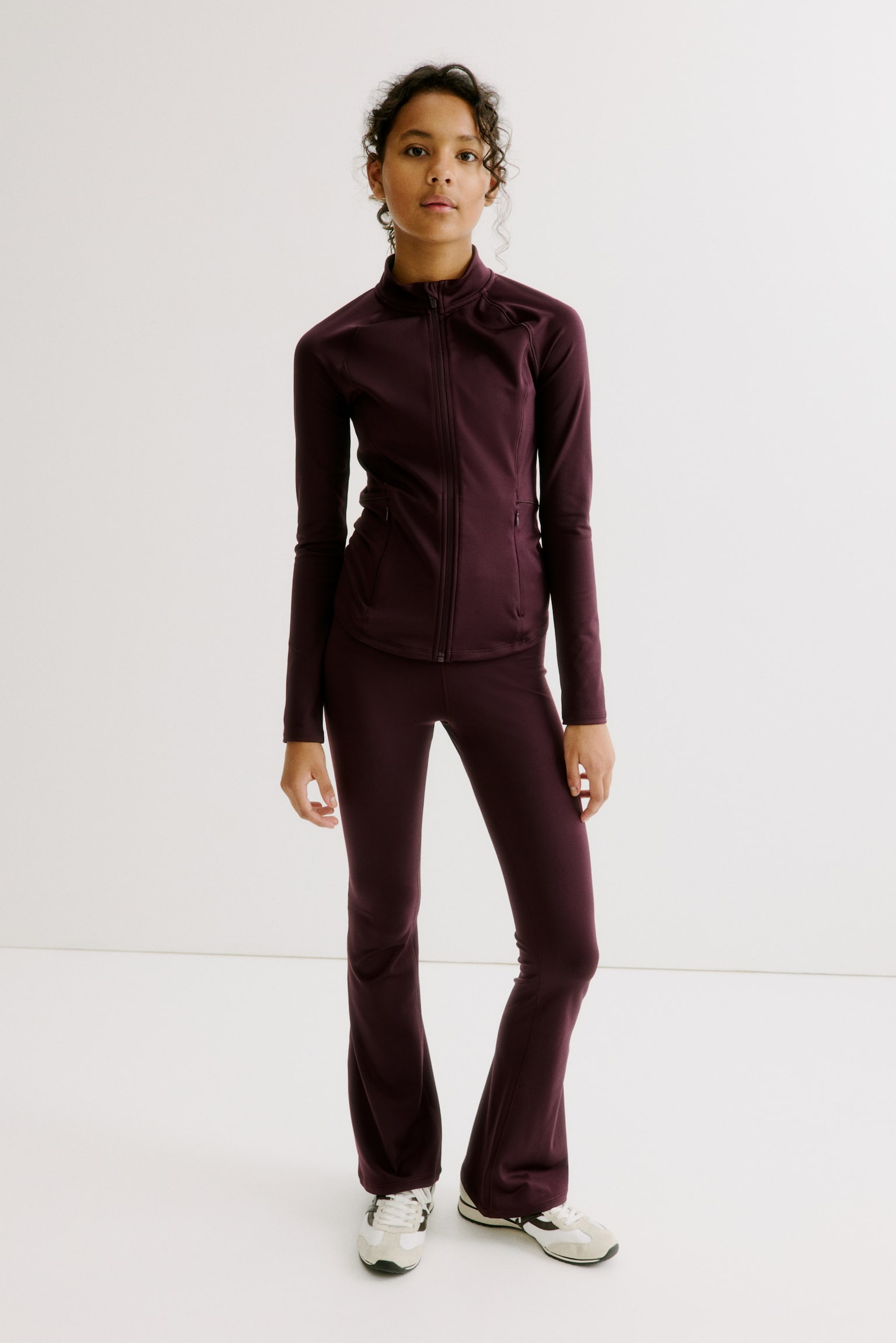 Flared sports leggings with DryMove™ - Grape/Black/Forest green/Dark blue/Pink - 4