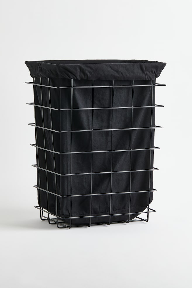 Wire laundry basket - Black - 1