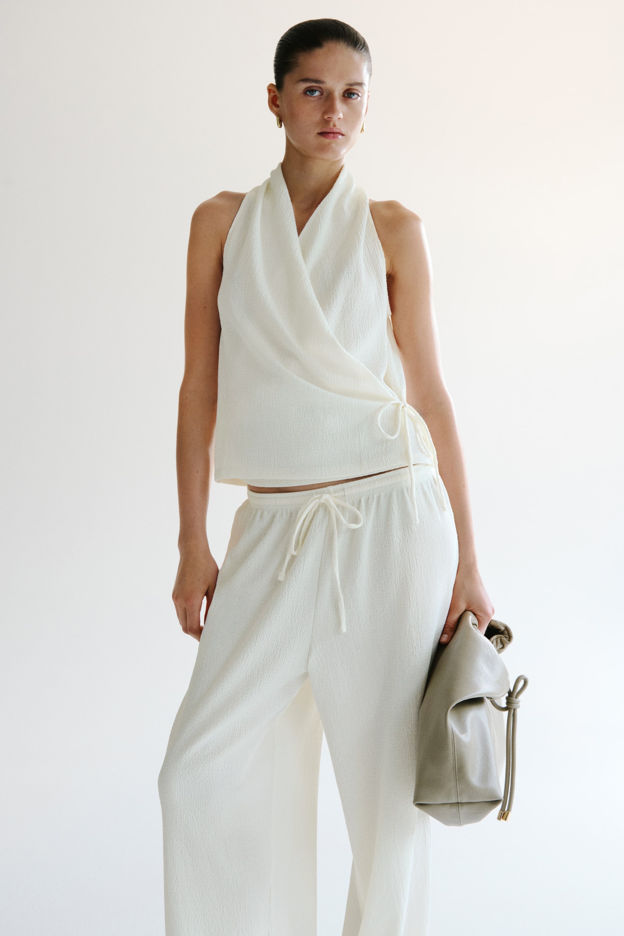 Textured Drawstring Pants