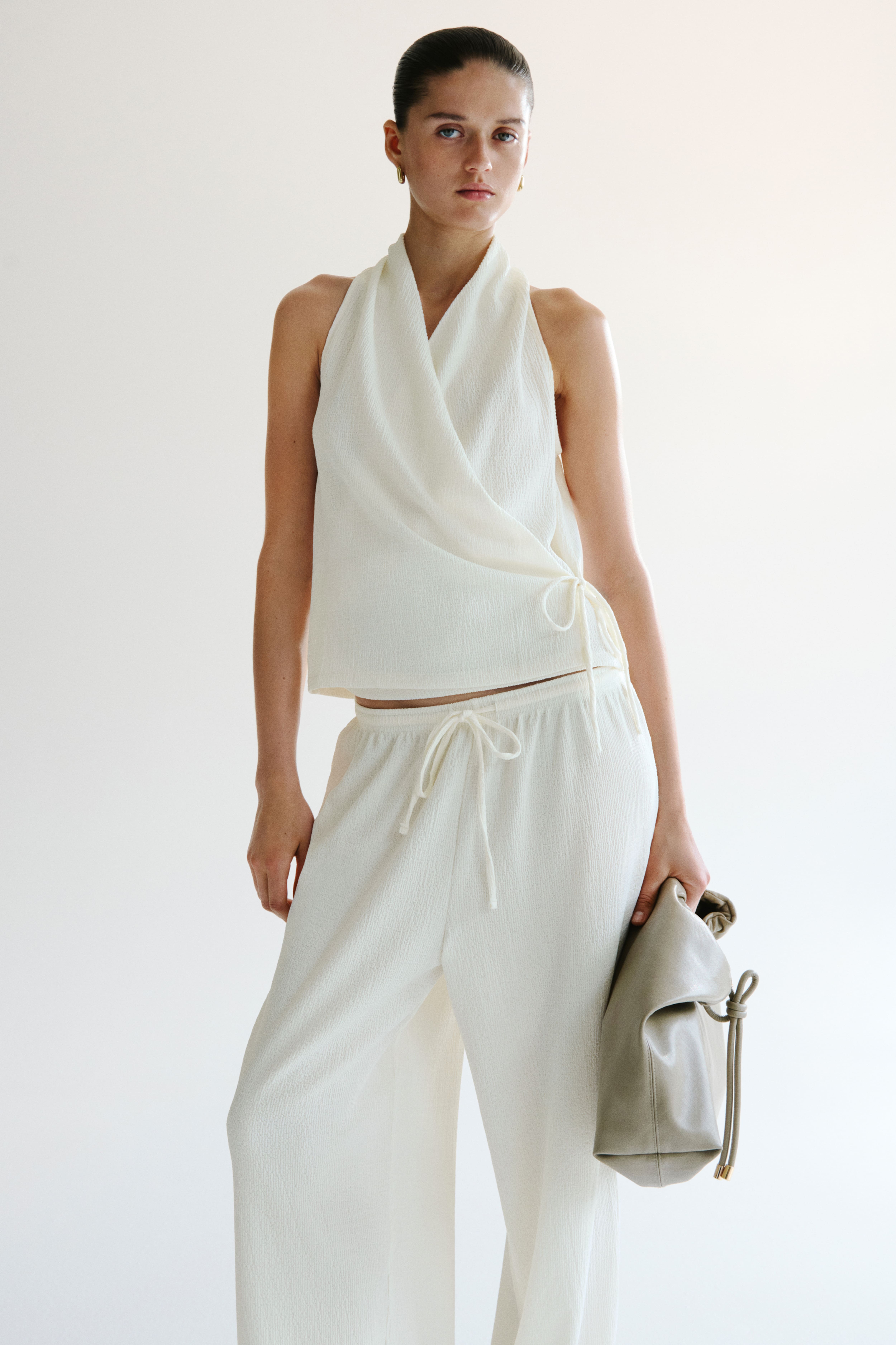 Textured Drawstring Pants