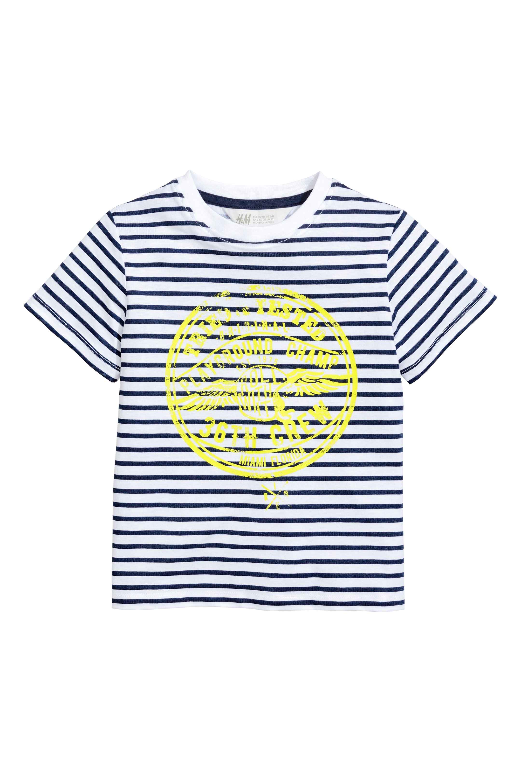 Näytä suurempi kuva: Printti-T-paita - Valkoinen/Tummansiniraidall. - Kids | H&M FI 1
