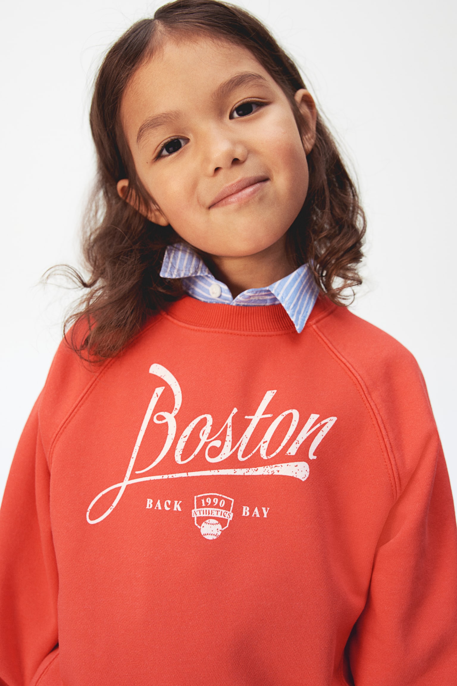 Crew-neck sweatshirt - Red/Boston/White/Striped - 2